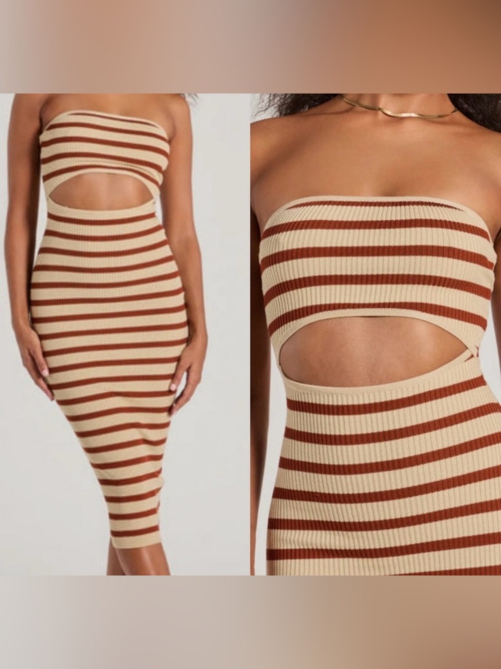 Windsor Red and White Striped Midi Dress